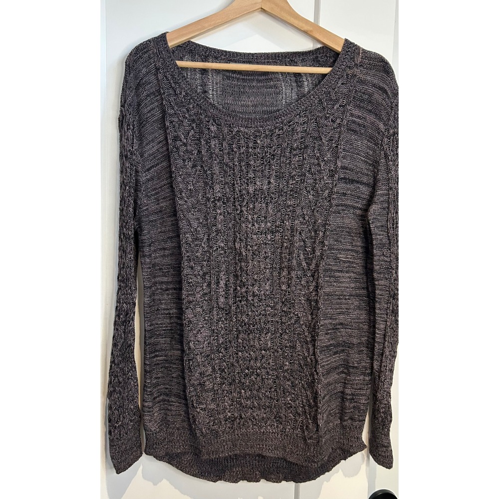 Rubbish Womens Medium mauve Cable Knit Scoop‎ Neck Long Sleeve Pullover Sweater